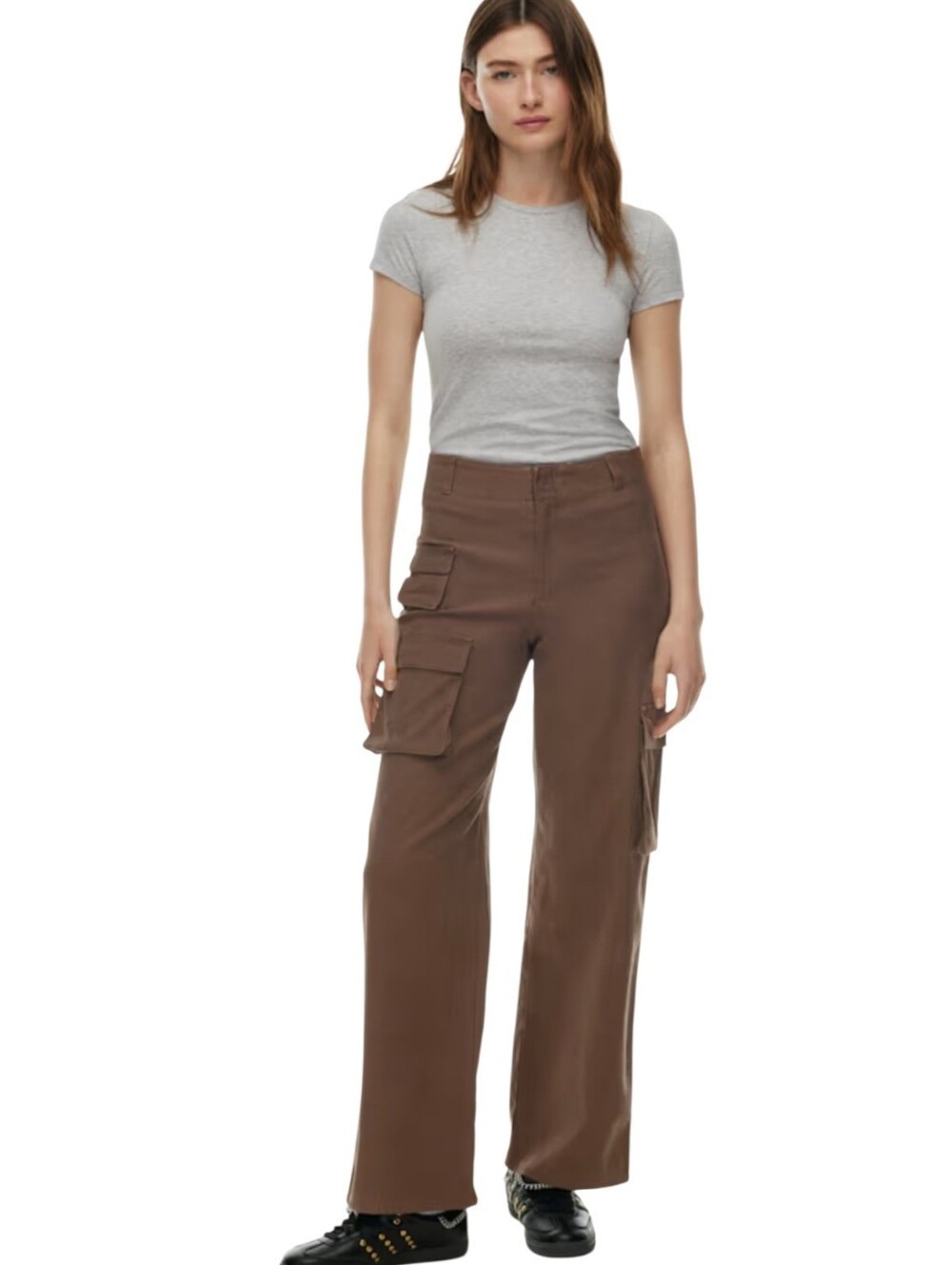 Aritzia Wilfred Free Brown Picture Wide Leg Cargo Denim Jeans Size 4